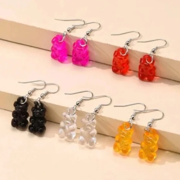 ✨ FREE Gummy Bear Candy Snack Retro Pop Art Deco Boho Peasant Hip Earrings Set - Picture 2 of 2